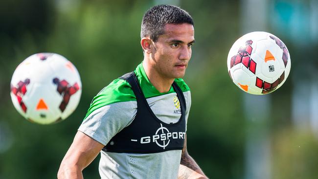 Socceroo Tim Cahill training at Olympic Park. Picture: Stuart Walmsley