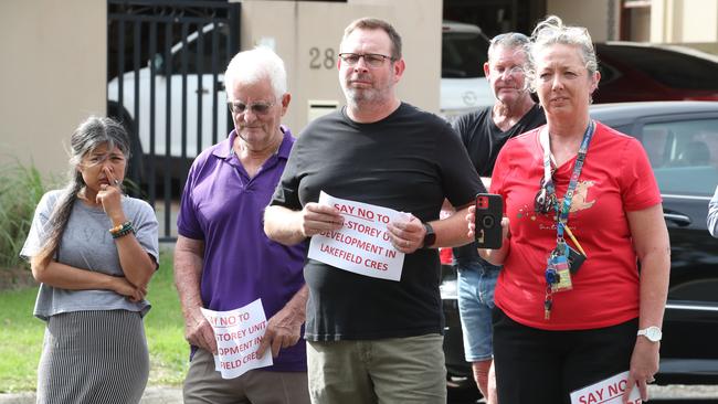 Unhappy residents opposed to a duplex at in Lakefield Crescent, Paradise Point. Under new changes, councillors say they would not have been able to stop this project. Picture Glenn Hampson