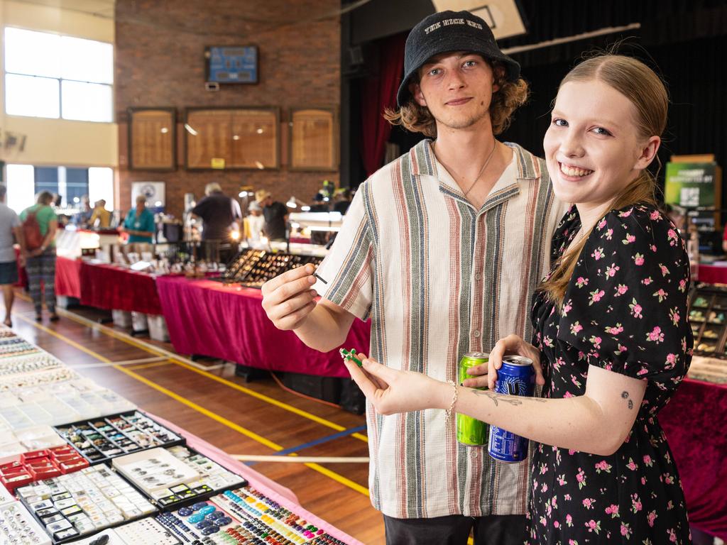 Jamie Andrews and Anna O'Neill at Gemfest hosted by Toowoomba Lapidary Club at Centenary Heights State High School, Saturday, October 19, 2024. Picture: Kevin Farmer