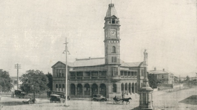 The Central Post Office, 1927. This iconic building cost £10,000 to build and features a nearly 100ft tower offering splendid views. Located at Bourbon and Barolin Streets, it’s a hub for motor buses to suburbs and resorts. Source: The Burnett and Isis Pictorial via Centre for the Government of Queensland