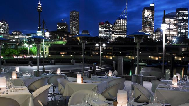 The outside seating at Manta restaurant at Woolloomooloo, Sydney.