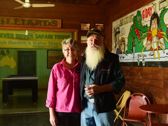 Publicans Frank and Debbie Wust at the Walkabout Creek Hotel in McKinlay. Picture: Evan Morgan