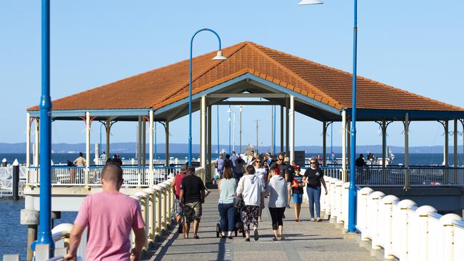 Redcliffe jetty first day of relaxed coronavirus restrictions. Picture: Renae Droop