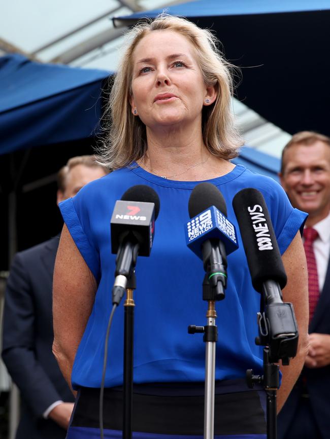 SYDNEY, AUSTRALIA - NewsWire Photos FEBRUARY 4, 2021: Charlotte Rimmer President of the Manly local business chamber pictured speaking at a press conference in Manly about support for Northern Beaches businesses who suffered during lock down.Picture: NCA NewsWire / Damian Shaw