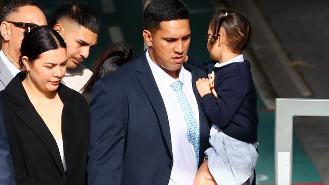 Mr Tuiasau and supporters arrive at the Brisbane Supreme Court, June 2, 2025. Picture: NewsWire/Tertius Pickard