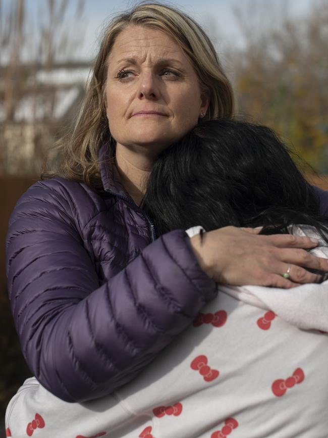 Heidi Lawrence, left, poses for a portrait with her daughter at their home in Longmont, Colorado. Picture: Rachel Woolf for The Wall Street Journal