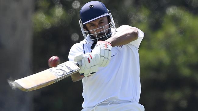 Larry Rajapaski in action during the NWMCA Cricket: Pascoe Vale Central v Gladstone Park match in Oak Park, Saturday, Feb. 16, 2019.   Picture: Andy Brownbill