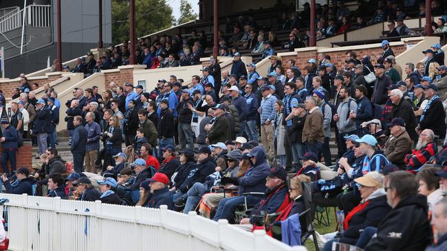 The crowd at the Sturt v Norwood match at Unley Oval on Sunday. Picture: Emma Brasier