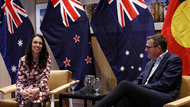 NZ Prime Minister Jacinda Ardern and Victorian Premier Daniel Andrews in Melbourne. Picture: AAP