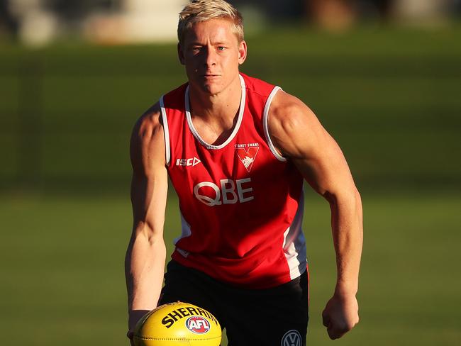 Isaac Heeney is being hampered by an ankle injury. Picture: Phil Hillyard