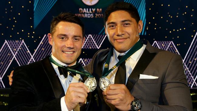 Dally M Joint winners and players of the Year Cooper Cronk and Jason Taumalolo at the Dally M awards night at The Star , Pyrmont . Picture : Gregg Porteous