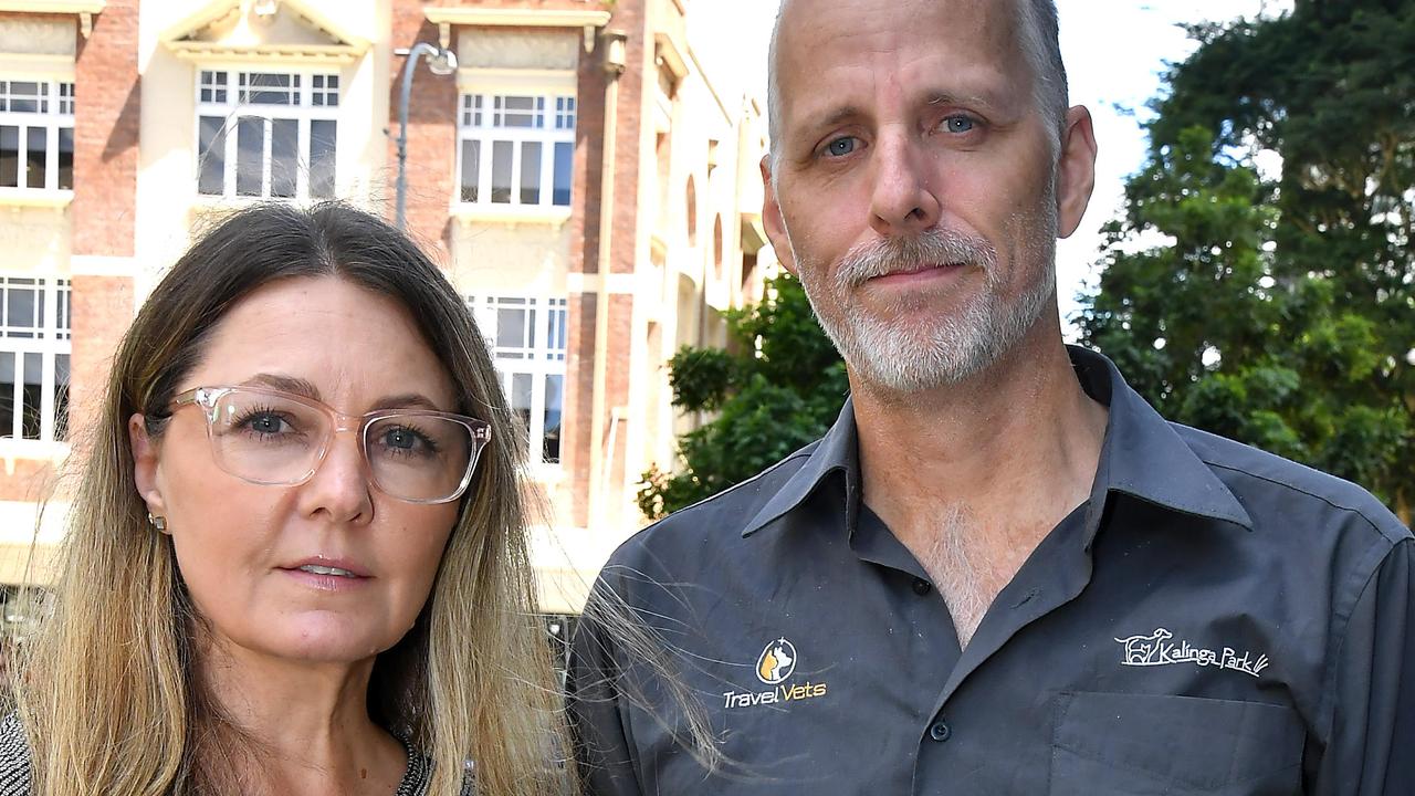 Benjamin Charlton and wife Megan outside Brisbane Supreme Court on March 13. Picture: John Gass