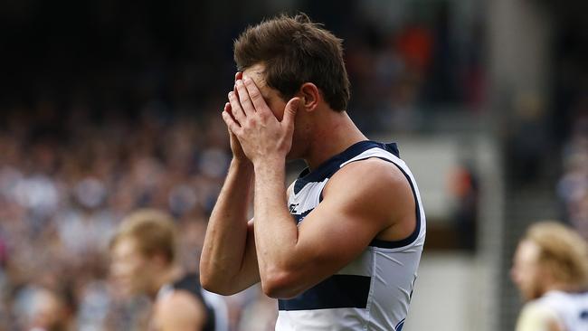Daniel Menzel has a shot hit the post. Picture: Colleen Petch