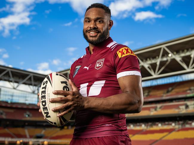 Tabuai-Fidow has found a home in the centres for the Maroons.Picture: Nigel Hallett