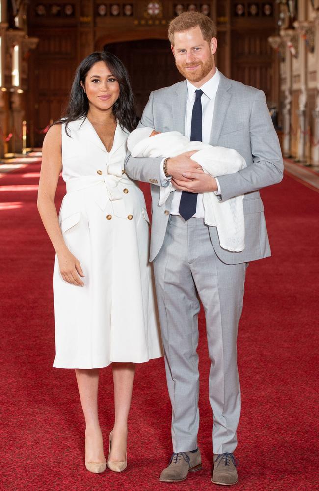 The proud parents showed off Baby Sussex in a photocall at Windsor Castle. Picture: Dominic Lipinski/PA Wire