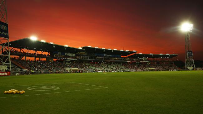 The Melbourne Demons and Adelaide Crows clash at Darwin’s TIO Stadium in 2019. Picture: Scott Barbour/Getty Images