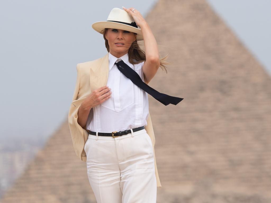 In this file photo taken on October 6, 2018 US First Lady Melania Trump tours the Egyptian pyramids and Sphinx in Giza, Egypt. Picture: AFP