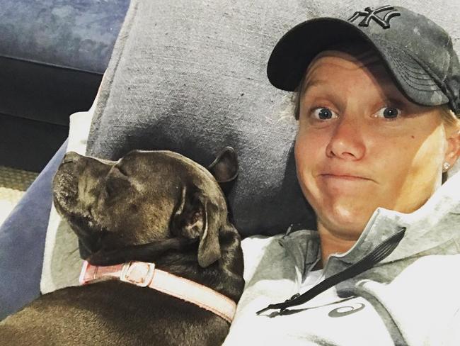 Australian Cricketer Alyssa Healy with one of her beloved staffies.