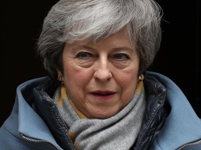 LONDON, ENGLAND - MARCH 13: British Prime Minister Theresa May leaves following a cabinet meeting at 10 Downing Street on March 13, 2019 in London, England. Last night MPs voted 242 to 391 against the Prime Minister's Brexit deal in the second meaningful vote. They will now vote today on whether the UK should leave the EU without a deal.  (Photo by Dan Kitwood/Getty Images)