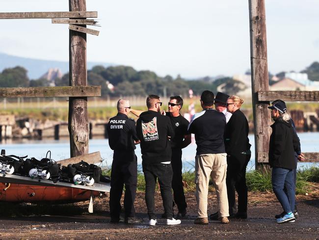 Police divers, AFP, detectives and local police were on the scene early today. Picture: Peter Lorimer