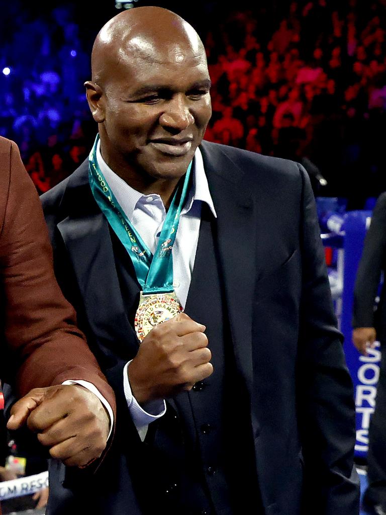 Evander Holyfield is stepping into the ring at 58. (Photo by Al Bello/Getty Images)