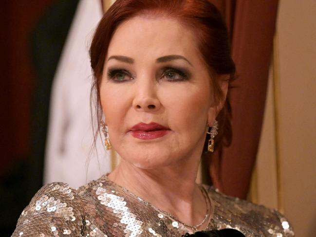 Guest of honor at this year's Opera Ball US actress Priscilla Presley reacts upon arrival at the Vienna State Opera prior to the start of the traditional Opera Ball on February 8, 2024. (Photo by ROLAND SCHLAGER / APA / AFP) / - Austria OUT / RESTRICTED TO EDITORIAL USE - MANDATORY CREDIT "AFP / APA / ROLAND SCHLAGER  " - NO MARKETING NO ADVERTISING CAMPAIGNS - DISTRIBUTED AS A SERVICE TO CLIENTS