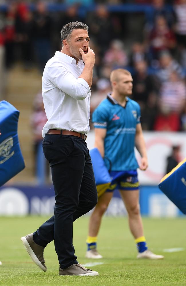 Warrington Wolves coach Sam Burgess is in danger of missing the Las Vegas extravaganza. Picture: Ben Roberts Photo/Getty Images