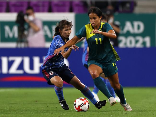 Mary Fowler during a friendly against Japan. (Photo by Masashi Hara/Getty Images)