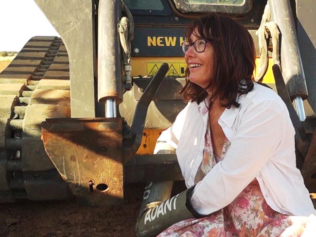 Gail Hamilton during a protest against Adani's Carmichael coal mine near one of the workers’ camps at Belyando.