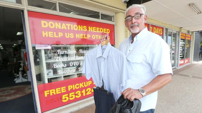 Pictured at the Stevens St Community Op Shop in Southport Mr Rene Perrin, who sells cheap uniforms. Pic Mike Batterham