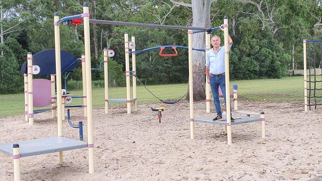 Clarence Nationals MP Chris Gulaptis onsite in the current playground that will a much needed upgrade.