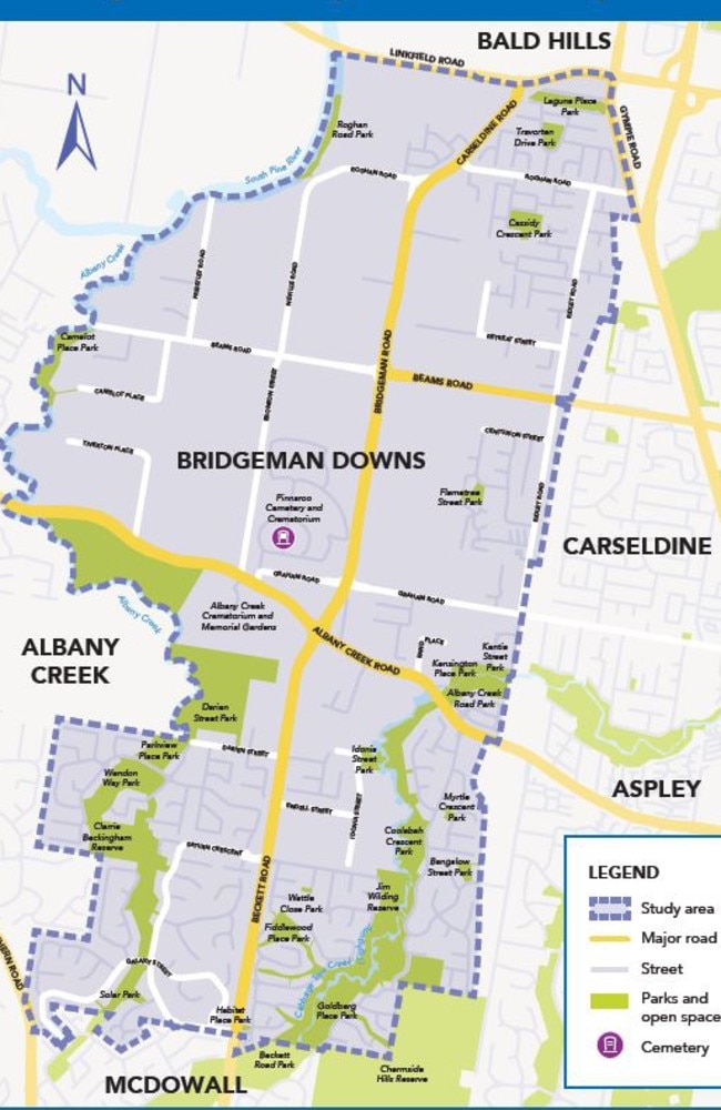 The Bridgeman Downs Neighbourhood Plan study area. Image: Brisbane City Council