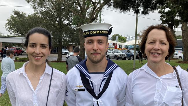 Gympie Anzac Day service 2022 - Anna Hendrikx, Joseph Eaton and Penny Eaton.