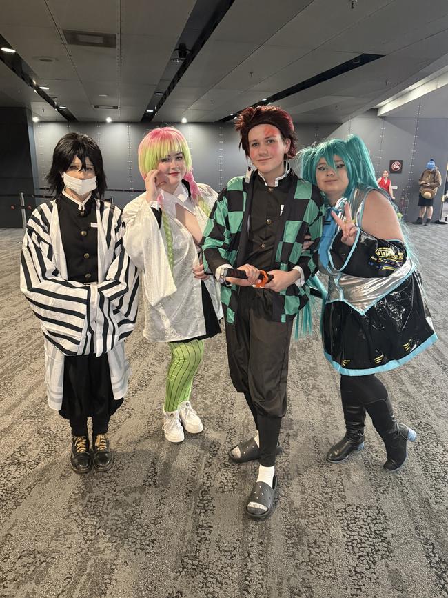 @psych0cos, @pale_lil, @blusteel_dragon and @dragonfruit_cos attend the Oz Comic Con Melbourne at the Melbourne Convention & Exhibition Centre on Saturday, June 07, 2025. Picture: Jack Colantuono