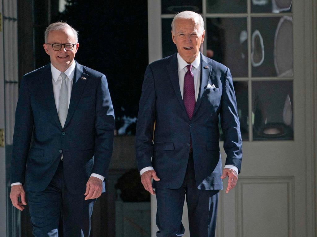 Anthony Albanese meeting with President Joe Biden in Washington. Picture: NCA NewsWire / POOL / Evan Vucci / AFP