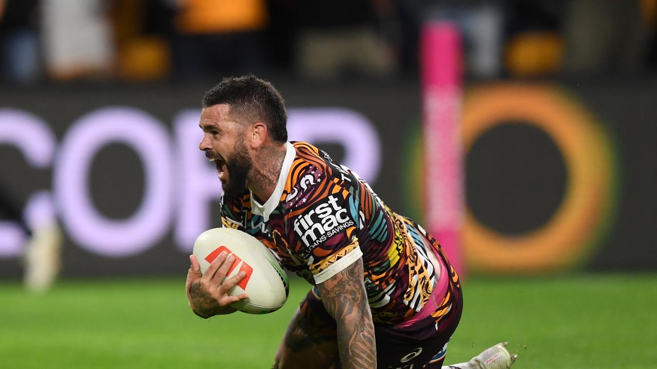 Adam Reynolds scored a late try off an Ezra Mam flick pass to save the day for the Broncos. Picture: NRL Imagery.