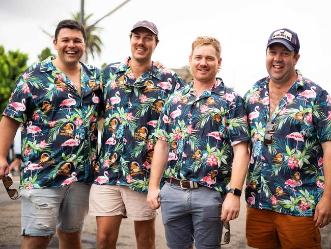 Dave Shutte, Mitch White, Riley Martin and Dan Moloney outside the SCG on the morning of Day 1. Photo: Tom Parrish