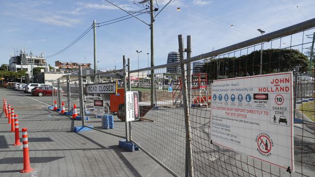 Light Rail stage 3 construction work along Burleigh. Gold Coast stock shots 2023, Gold Coast, Sunday, June 18, 2023. Photo: Regi Varghese