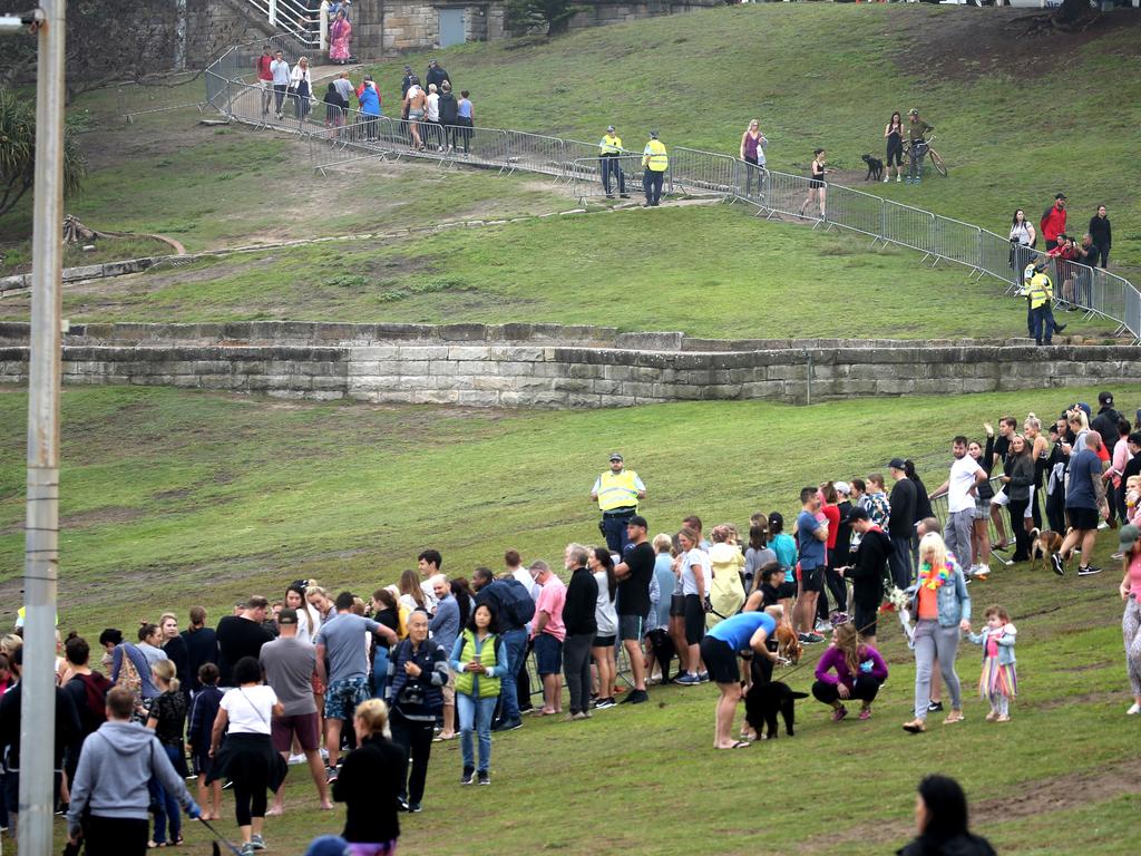 Foggy start at Bondi for the royal visit , small crowds about. Picture: John Grainger