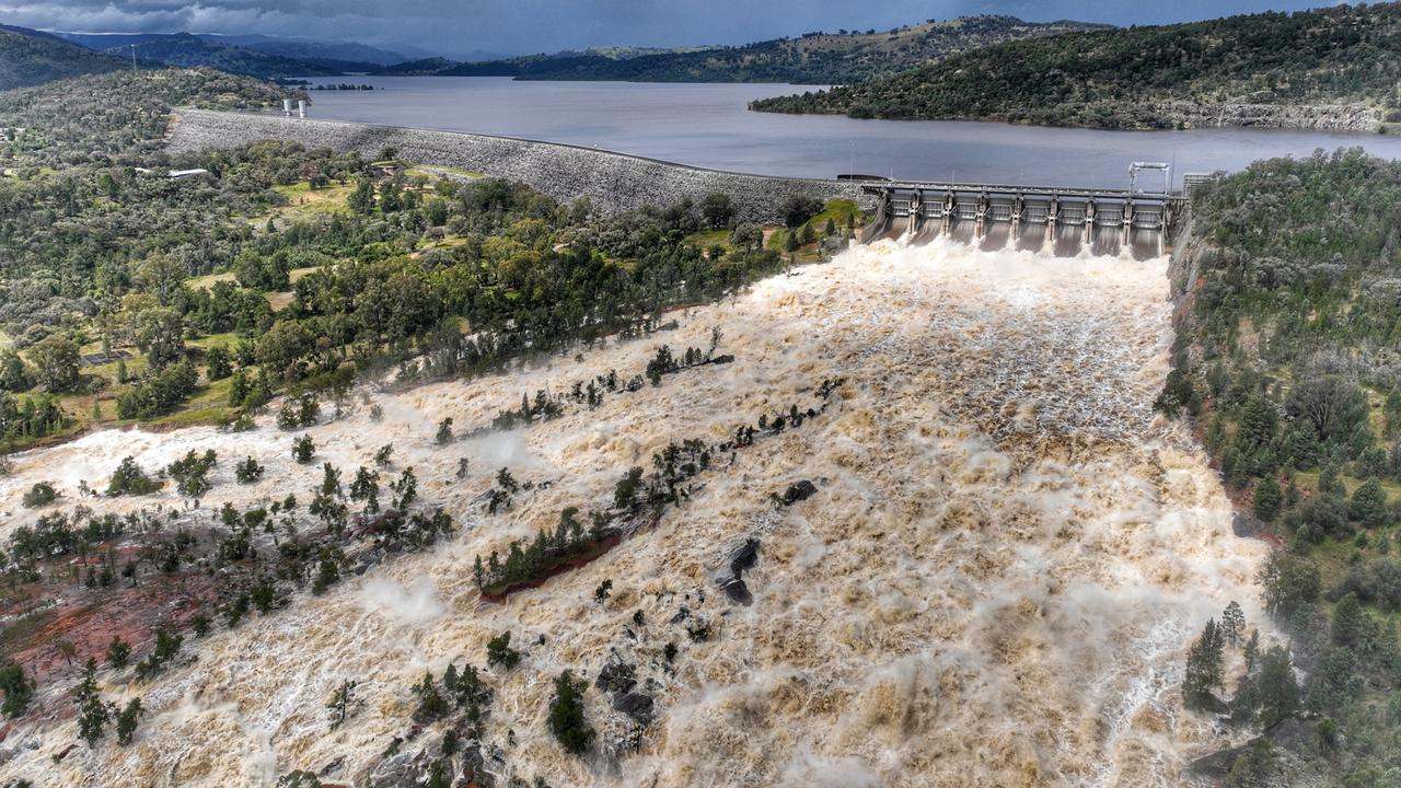 The dam was spilling at a record rate before being reduced. Picture: Over and Above Photography