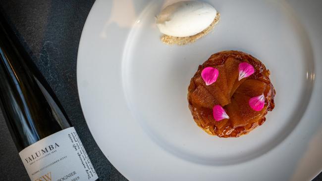 Tarte Tatin and Yalumba Botrytis Viognier. Pictures: Simon Wilkinson