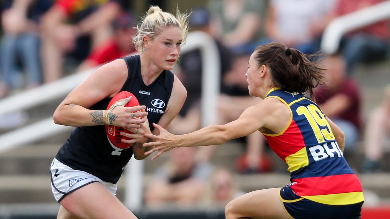 Carlton star Tayla Harris is at a contract impasse with the Blues. Picture: AFL Photos/Getty Images