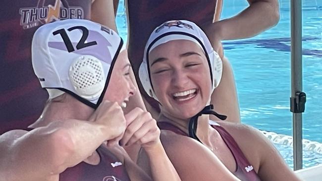 Molly Nasser, right, and Amelia Watts share a joke.