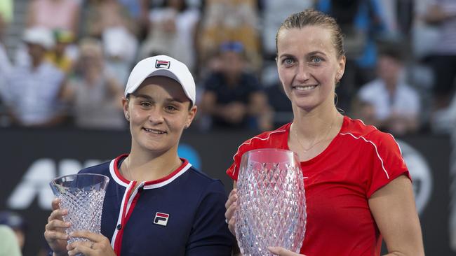 Australia’s Ash Barty (left) lost a tight Sydney International final to Petra Kvitova. Picture: AAP