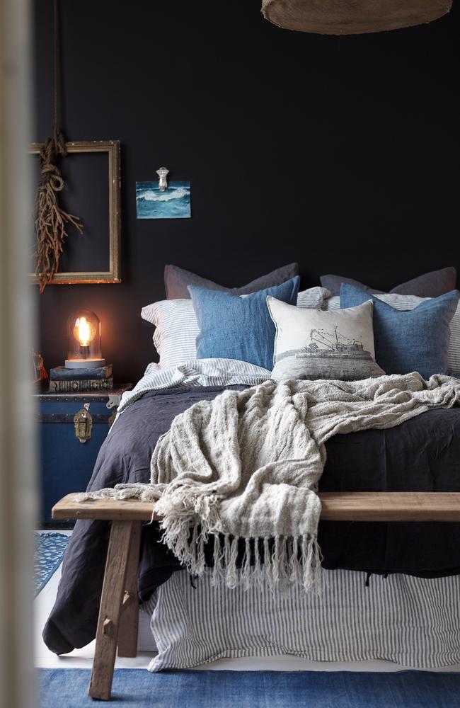 The nautical-themed second bedroom at Townhouse & Loft. Picture: Estella Mason