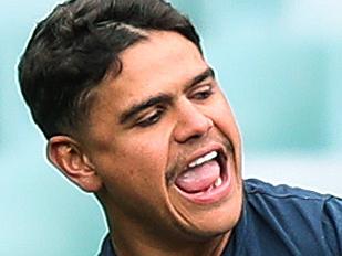 Roosters Latrell Mitchell during the Sydney Roosters training session at Allianz Stadium ahead of the 2018 NRL Grand Final. Picture: Brett Costello