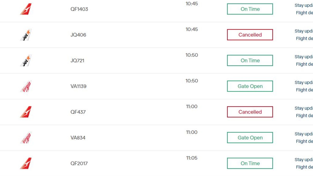 A total of 16 flights have been cancelled out of Sydney Airport on Sunday. Picture: Sydney Airport