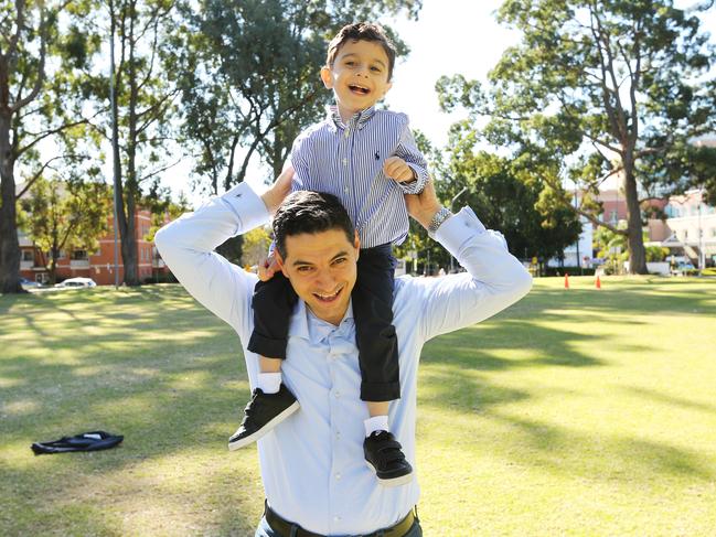 Former Liverpool Mayor Ned Mannoun and his son Solomon, during his Mayoral term. Picture: Supplied