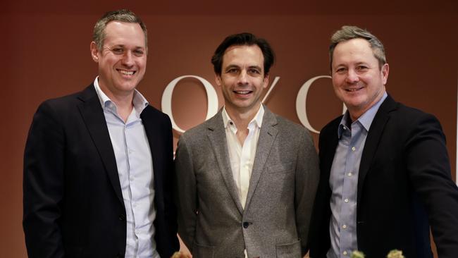 Phoenix director Trent Winduss, left, with Abadeen’s Joe Tack and Justin Brown.