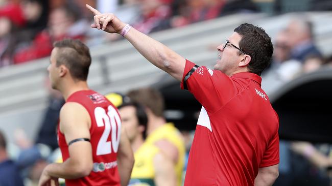 North coach Josh Carr on the boundary line during Sunday’s final. Picture Sarah Reed